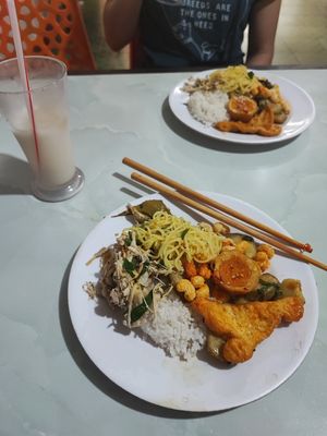 Just ask for 1 plate and a drink and this is what they bring. at Am Thuc Chay in Hue