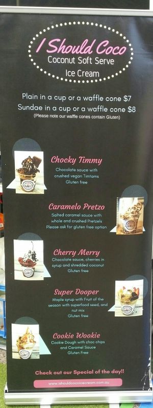 menu at I Should Coco Ice Cream in Brisbane