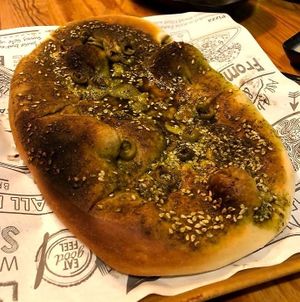 Focaccia pesto at Basilicom in Koh Samui