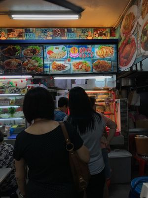 Stall front at Miao Guan Vegetarian Stall in Central Singapore