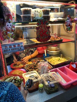 Food prep  at Miao Guan Vegetarian Stall in Central Singapore