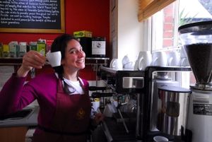 happy at World Peace Cafe  in Brighton