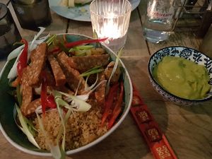 bowl with tempeh  at The Lab in Maastricht