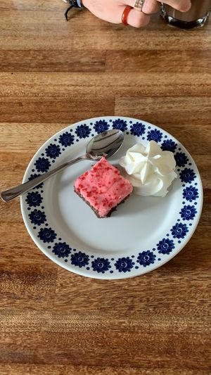 black licorice raspberry fika  at Ebbas in Lund