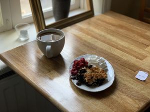 Chocolate cake and coffee at Ebbas in Lund