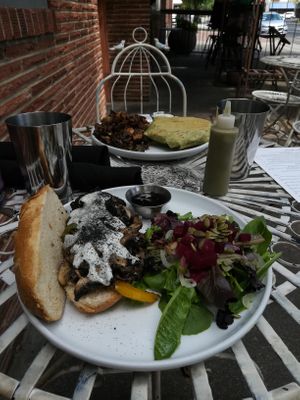 Gluten-free Mushroom melt with beet salad.

Supreme crunch wrap - not gluten-free at The Gold Leaf in Fort Collins