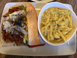 The Seitan Philly and mac-n-shew at The Gold Leaf in Fort Collins