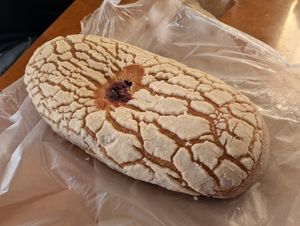 Sweet bread filled with blackberry jam at EnSalute Inntegral in Mexico City