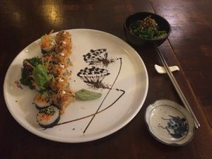 Wakame salad and house sushi at Sushi Kitchen in Penang