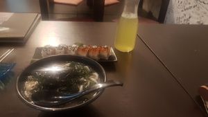 Sushi + udon soup + green tea at Sushi Kitchen in Penang