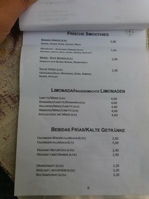 Menu 1 at Cafe Kogi in Cologne