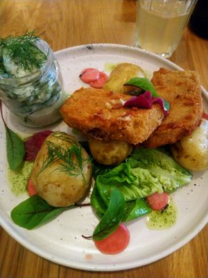 Seitan steak at Wilk Syty in Wroclaw