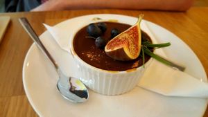 Chocolate cheesecake (gf) - my husband's favourite dessert in town and one of mine.  at Wilk Syty in Wroclaw