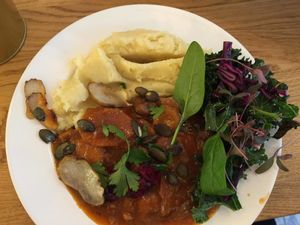 mashed potatoes with stew at Wilk Syty in Wroclaw
