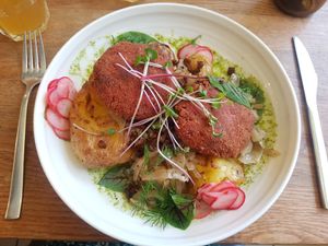vegan kluski slaskie at Wilk Syty in Wroclaw