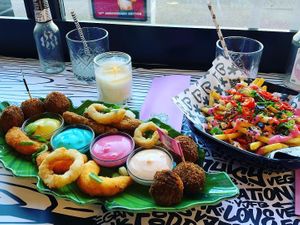 Sumo plate (19€) and fries T.R.U.F (9€) at Vegan Junk Food Bar - 2D in Amsterdam