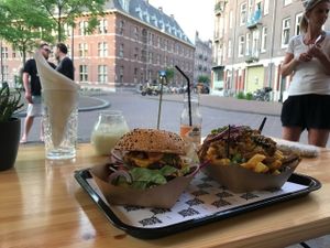food and neighborhood setting  at Vegan Junk Food Bar - 2D in Amsterdam