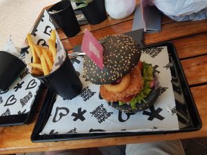 Fish like burger at Vegan Junk Food Bar - 2D in Amsterdam