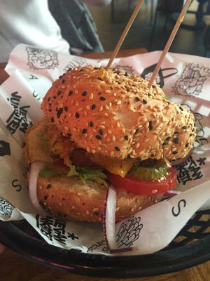 best vegan burger I swear, wish my stomach was much bigger so I could eat more  at Vegan Junk Food Bar - 2D in Amsterdam