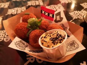 Amsterdam bitterballen at Vegan Junk Food Bar - 2D in Amsterdam