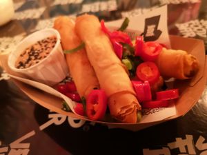 Mediterranean cheese springrolls at Vegan Junk Food Bar - 2D in Amsterdam