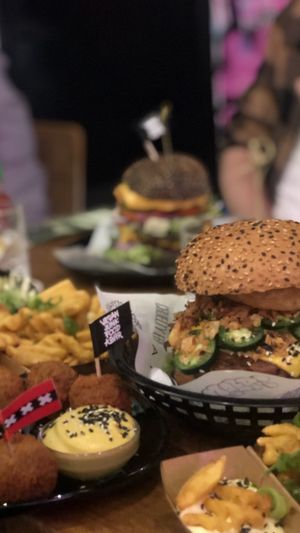 Burgers and fries at Vegan Junk Food Bar - 2D in Amsterdam