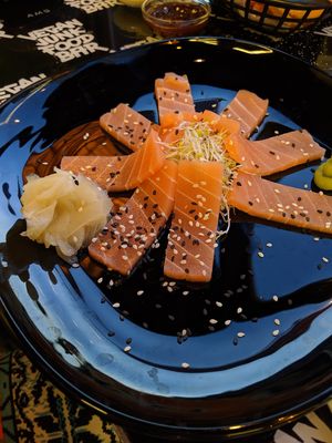 Vegan sashimi! at Vegan Junk Food Bar - 2D in Amsterdam