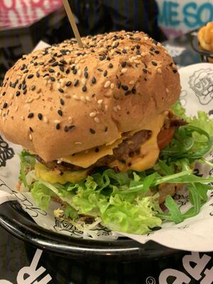 With “beef” patty at Vegan Junk Food Bar - 2D in Amsterdam