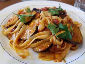 Eggplant fettuccine at Jenny's Bread in Seogwipo