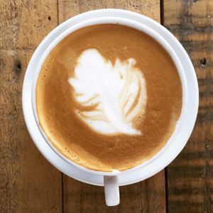 organic coffee with oatly dairy-free milk  at The Organic Bee Cafe in Wadebridge