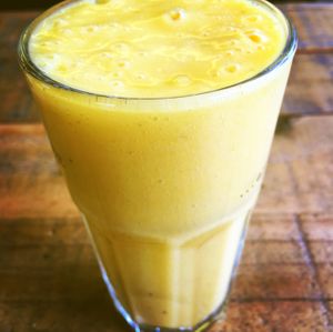 mango & banana smoothie at The Organic Bee Cafe in Wadebridge