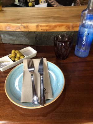 olives and water to start  at Lluvia in Alicante