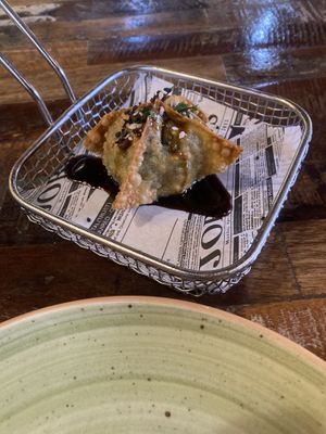 Won ton with Thai sauce starter  at Lluvia in Alicante