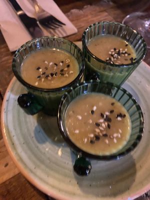 Aubergine and potato soup   at Lluvia in Alicante