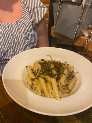 Mushroom and lentil rigatoni   at Lluvia in Alicante