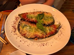 "Parmesan cheese” Eggplant  at Lluvia in Alicante