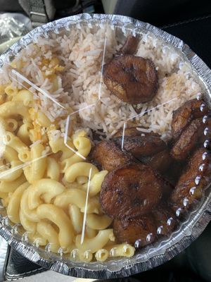 Rice and beans. Plantains. Mac and cheese. All for 9.99 at Ninth Square Market Caribbean Style in New Haven