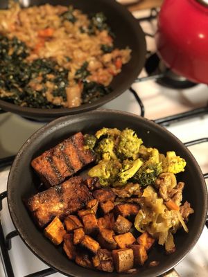 Takeout vegan food is the best!!!! So delicious even a few days later! at Ninth Square Market Caribbean Style in New Haven