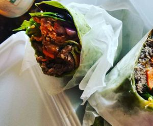 Spinach wrap with sweet potatoes at Hello Sunshine Cafe in Tarpon Springs