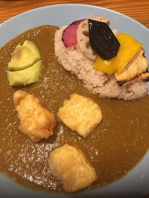 Veggie curry with fried tofu at Minami Aoyama Yasai Kichi in Yokohama