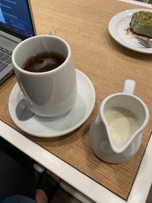 Earl grey tea with oat milk  at Unico Gelato & Caffe in Bromley