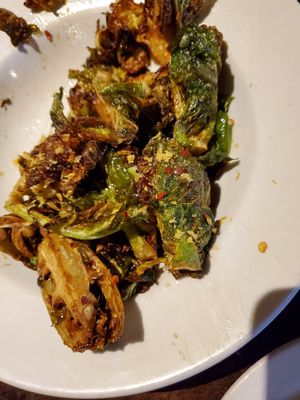 Brussel sprouts never tasted so good, maple chili glaze, amazing!! at EVOO in the Courtyard in St Johns
