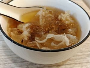 peach gum with white fungus dessert  at Simple Lifestyle Healthy Vegetarian Cafe in Central Singapore