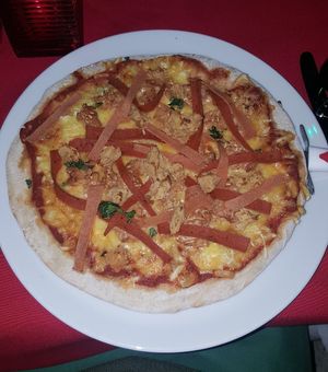 Meat feast pizza at Faringo's in Blackpool