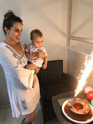 Bolo de aniversário vegano do Kael (que ele não comeu 🤭). Estava maravilhoso   at Espaço Nutrir - Corpo Mente Espirito in Florianopolis