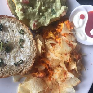 mexican burger with spinach patty at Dulce Albahaca Deli Restaurant in Quito