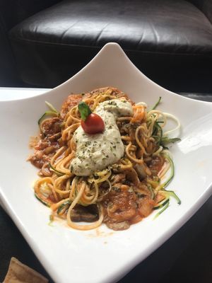 Gluten free option with zucchini noodles   at Dulce Albahaca Deli Restaurant in Quito