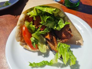Falafel pitta at On the Road in Kalymnos