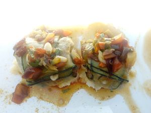 Courgette ravioli with mashed potatoes at Antonio's Restaurant in Cartagena