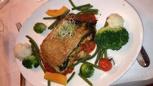 seasonal vegetable strudel, to die for😍 at Laegernstuebli in Boppelsen